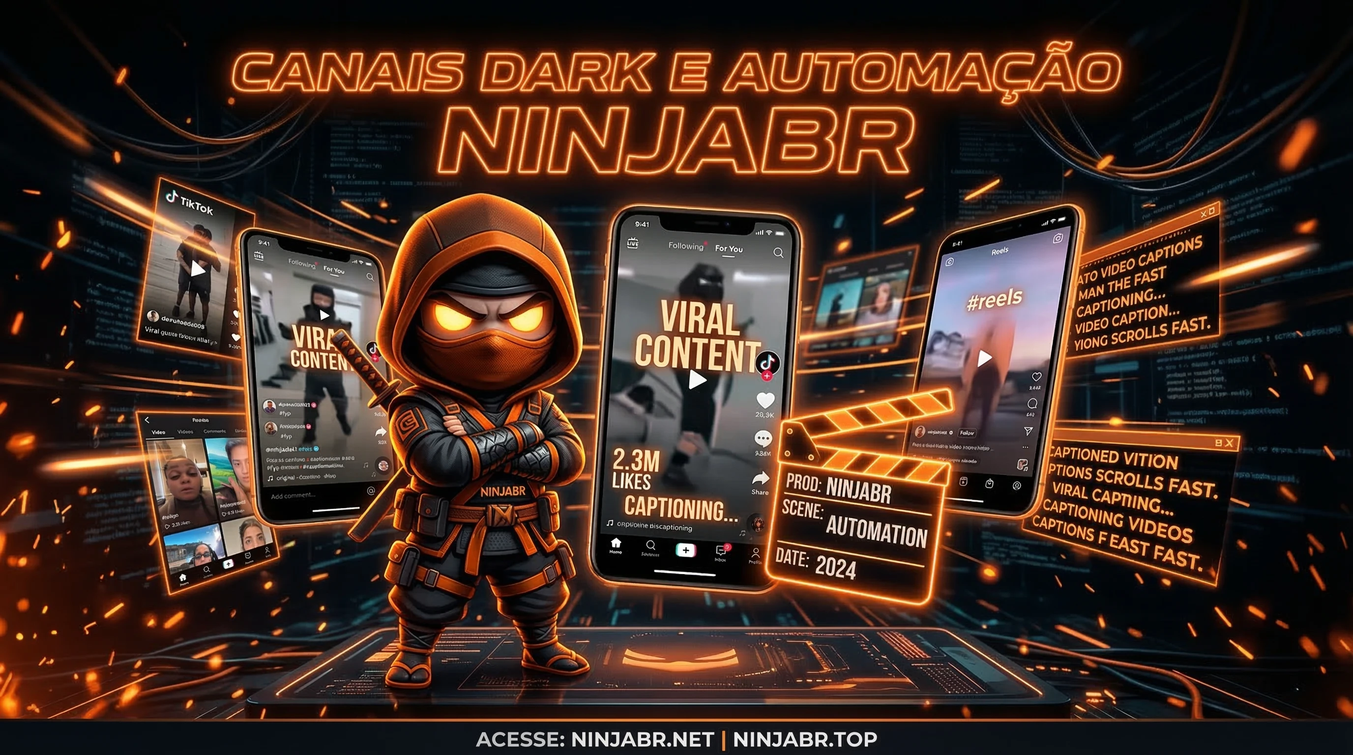 NinjaBR Dark Channel Automation TikTok Reels Submagic CapCut IA
